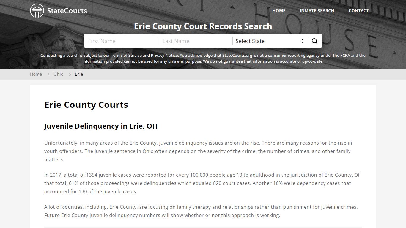 Erie County, OH Courts - Records & Cases - StateCourts